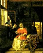 Pieter de Hooch interior med lasande ung dam oil on canvas